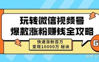 微信视频号如何快速涨粉100万变现10000元？